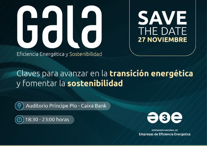 Madrid acogerá una nueva edición de la Gala Eficiencia Energética y Sostenibilidad organizada por A3E, la gran cita anual del sector